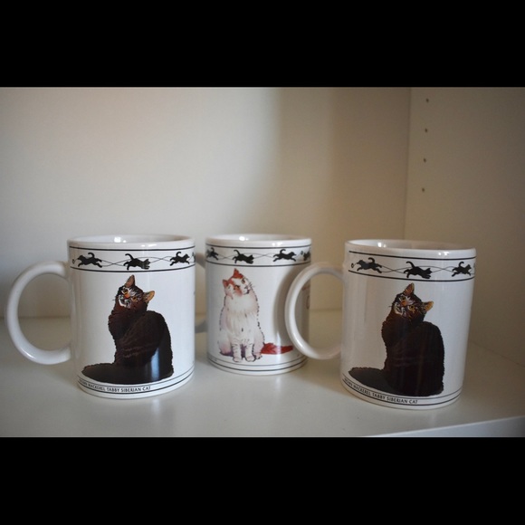 Cat Mugs Set Of 3 Chartreux Turkish Van Brown - Picture 2 of 8